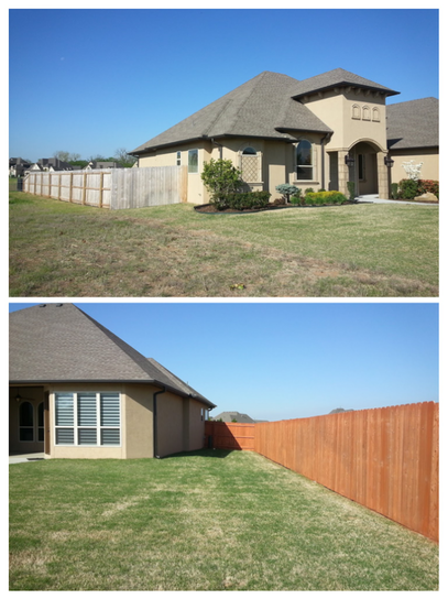 Fence staining semi-transparent stain (before & after)